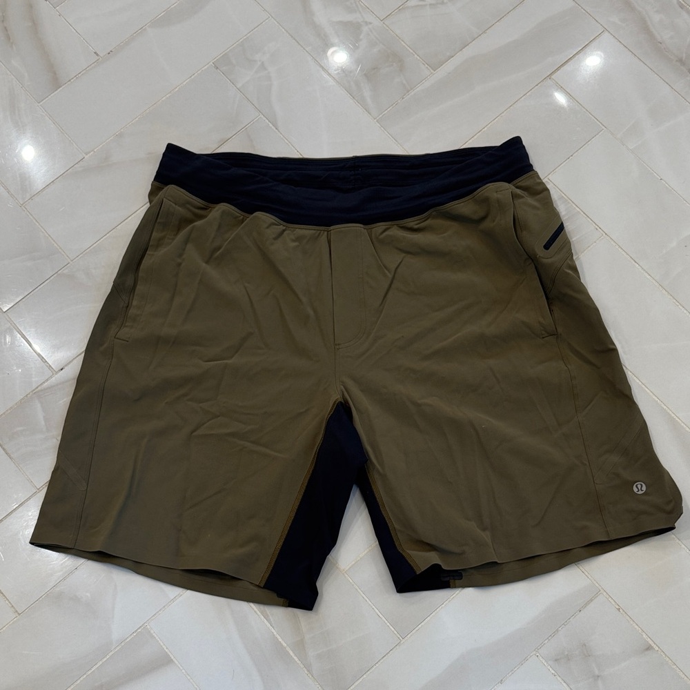 lululemon athletica Olive Green and Black 2-in-1 Training Shorts